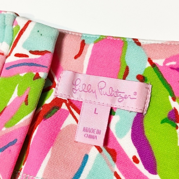 Lilly Pulitzer Charlene Dress Large In the Vias pink green tropical floral shift - Picture 9 of 16